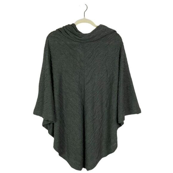 NWT Apropos Charcoal Gray Textured Women's Poncho Sweater Size L Polyester/Rayon - Picture 3 of 13